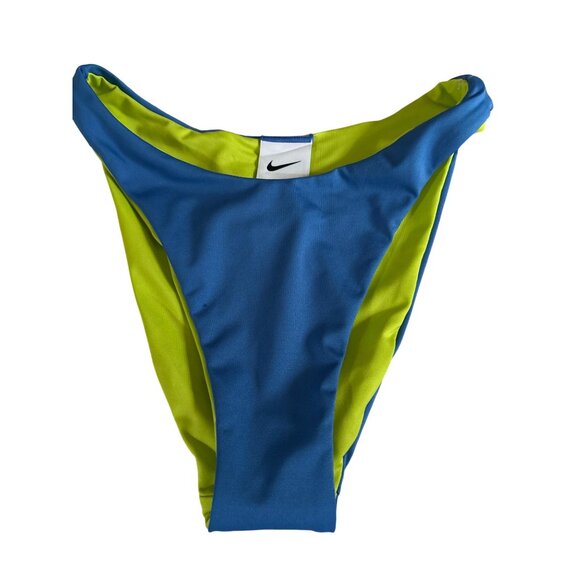 Nike Womens Reversible Swim Bottom XS Blue & Neon Green Move to Zero Bikini - Picture 2 of 12